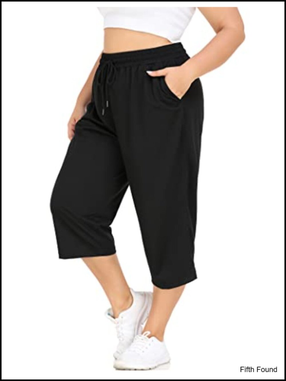 Plus Size Capri Yoga Pants with Pockets Loose Fit Lounge Sweatpants